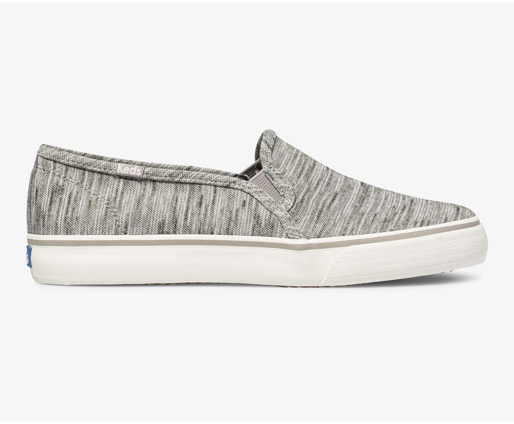 Slip Ons Keds Mujer Grises - Double Decker Heathered Stripe Knit - 3849-WVQEX